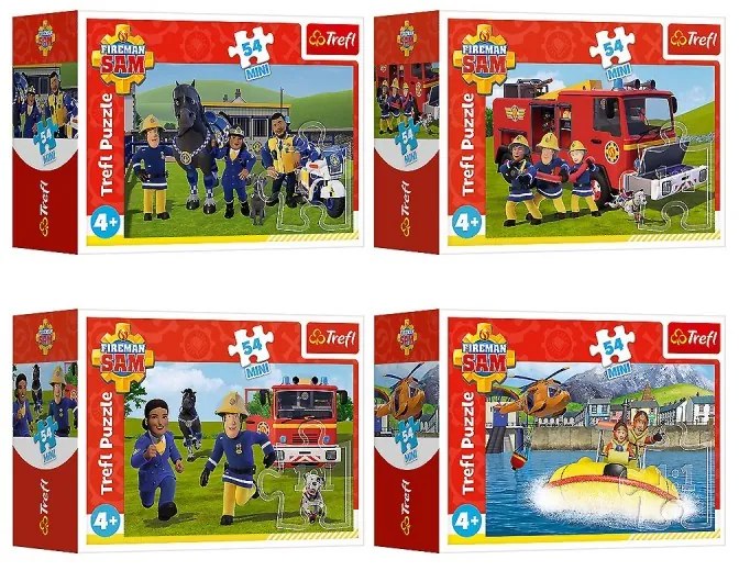 Mini puzzle - Fireman Sam - 4 db-os készlet
