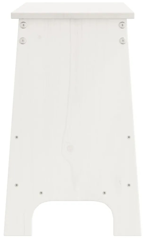 fehér tömör fenyőfa előszoba pad 100x28x45 cm