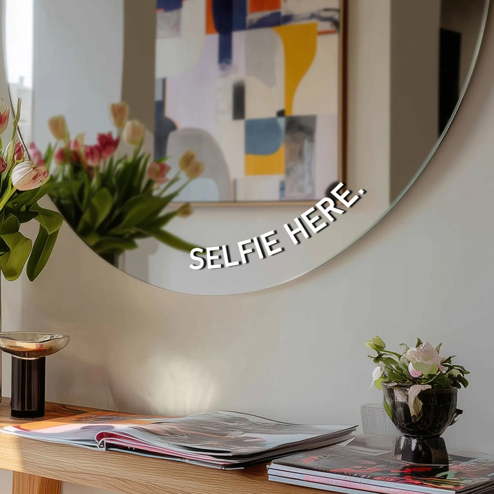 Tükör matrica S49 – SELFIE HERE. (round)