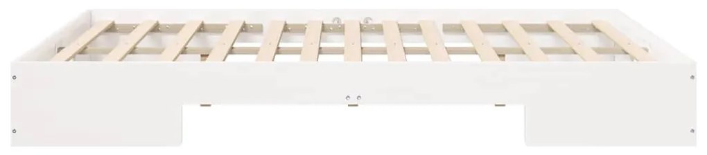 vidaXL Földi ágykeret tárolóval Fehér 160 x 200 cm Tömör fenyőfa