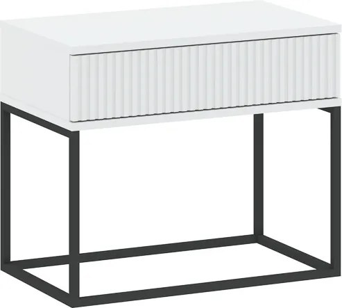 CADRO 1 fiókos éjjeli szekrény, 60 cm, No. 2 vázon, Push-to-open (nyomásra nyíló) | Fehér