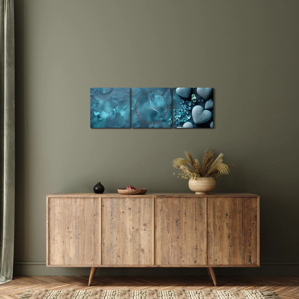 Kép - Szív alakú kövek (órával) (90x30 cm)