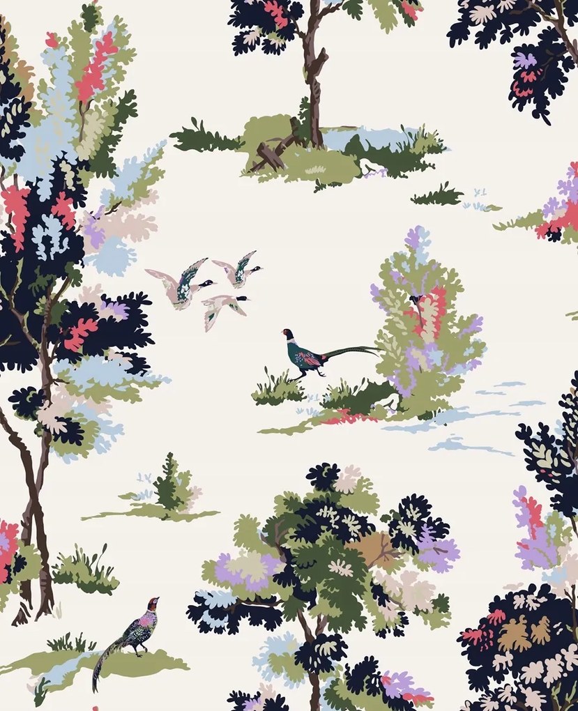 Tapéta Flizelin Színes Növényi Motívum Fák Erdő Bokrok