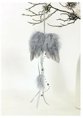 Angyal szárnyak tollból 12 x 35 cm, szürke