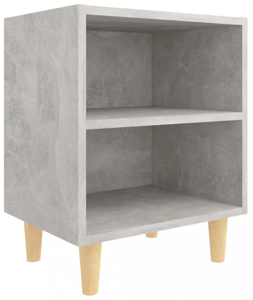 2 db betonszürke éjjeliszekrény tömör fa lábakkal 40x30x50 cm