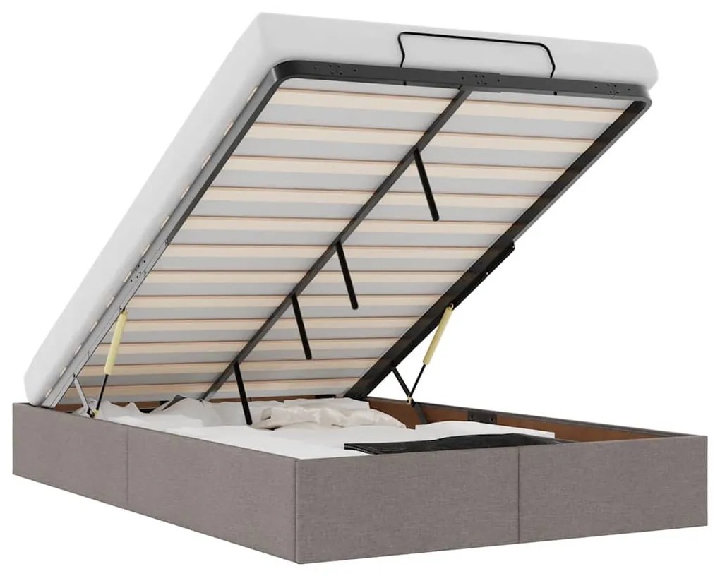 Ottomán tópszínű szövet ágykeret matrac nélkül 120x200 cm