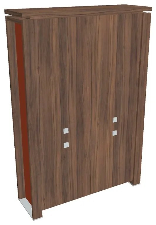 Verno+ S magas szekrény 140 x 46 x 210 cm, osztva, dió / narancs