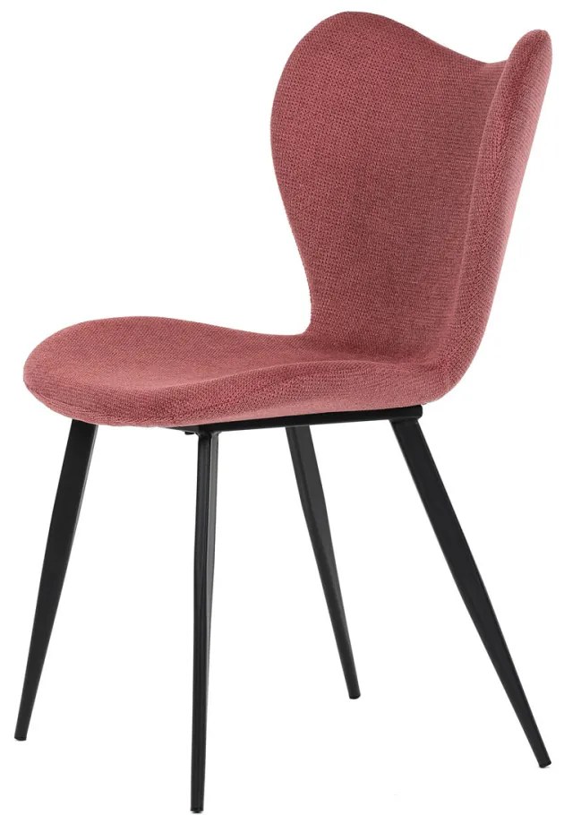 Scaun modern din țesătură în nuanță roșie cu picioare din metal negru. DCL-1031
