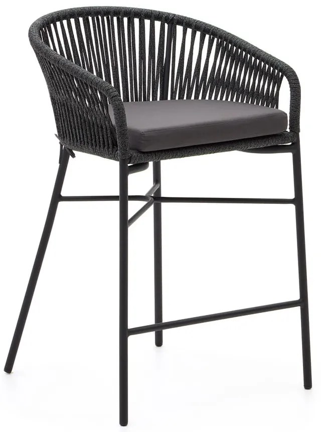 Fekete fém-párnázott kerti bárszék Yanet – Kave Home