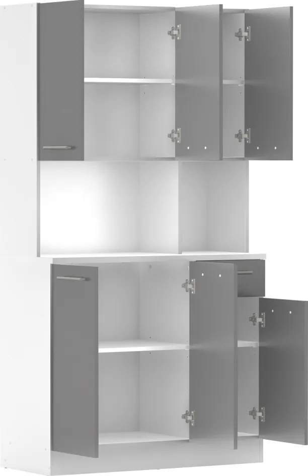 Hatajtós szekrény, fehér/grafit, PELION NEW