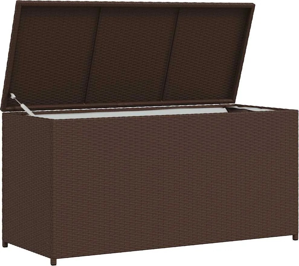 Barna Polyrattan Kerti Tárolóláda 120 X 50 X 60 Cm