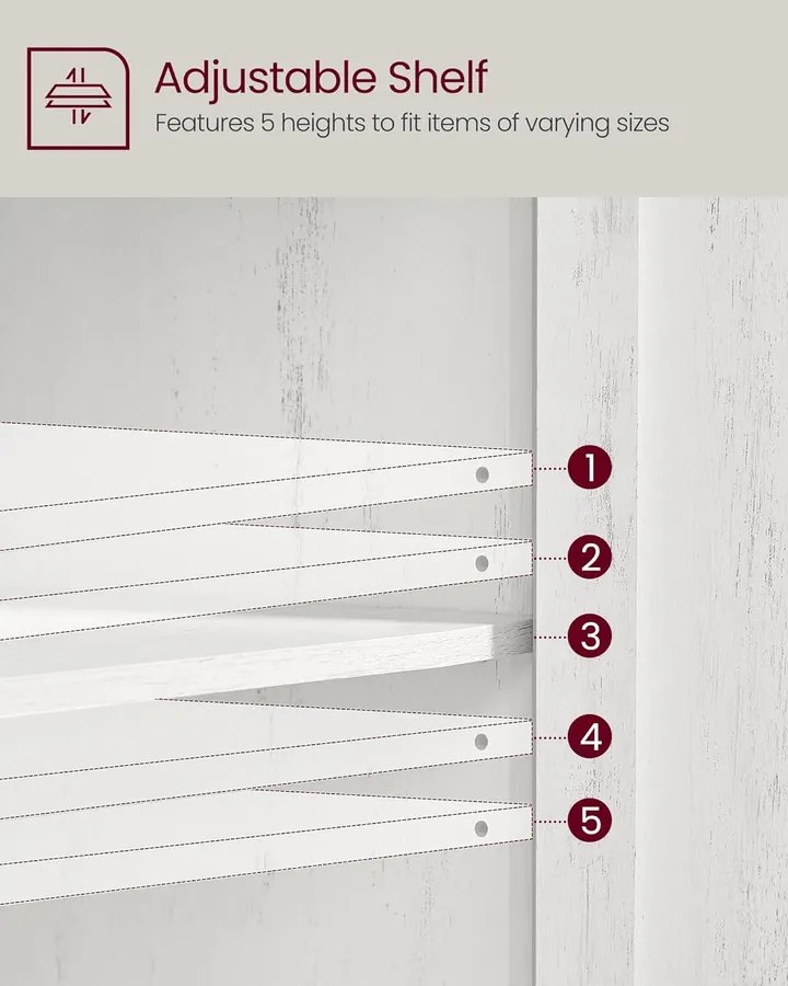 Tálalószekrény magasságban állítható polccal, 40 x 80 x 80 cm, fehér és mézbarna