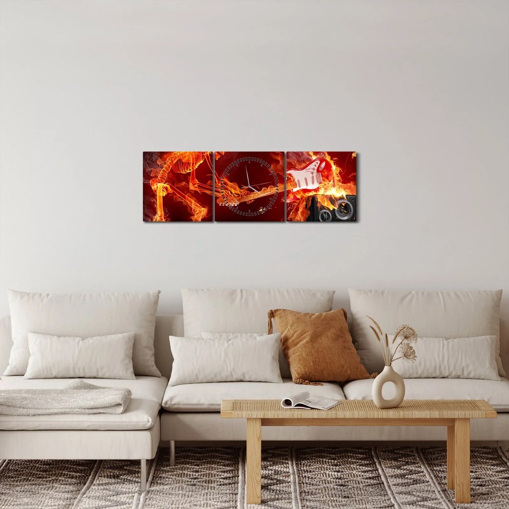 Kép - Zene a lángokban (órával) (90x30 cm)