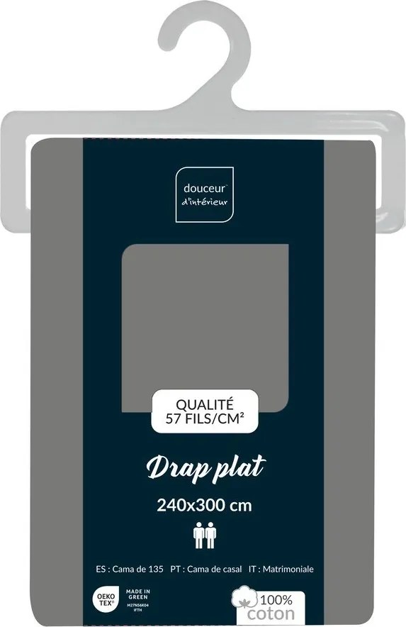 Szürke pamut lepedő 240x300 cm Lina – douceur d'intérieur