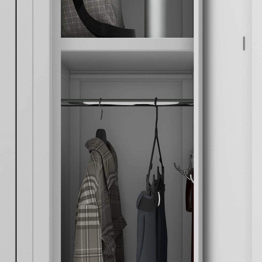 Pléh öltözőszekrény talpazaton, négymodulos, polcokkal KACPER II, 600 x 1800 x 500 mm, szürke