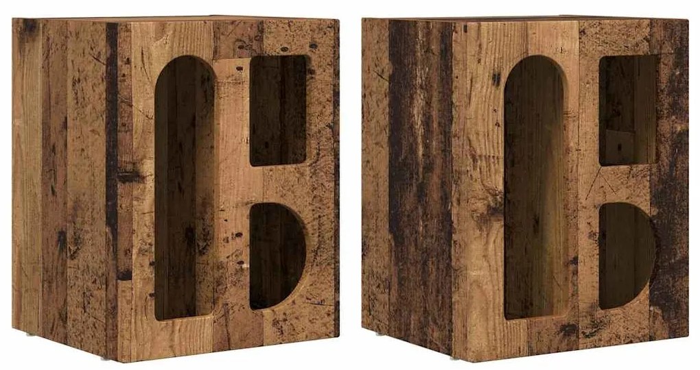 Éjjeli asztal 2 pcs Öreg fa 40 x 35 x 50 cm Faanyag