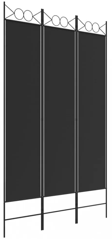 3-paneles fekete szövet térelválasztó 120 x 200 cm