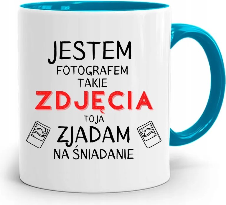 Kék Fotós Bögre Reggelire, fényképes nyomattal