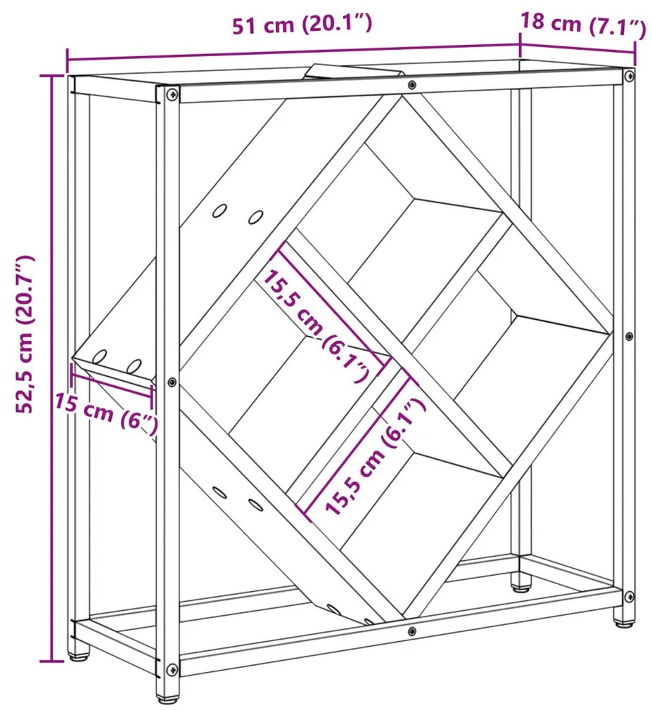 Borágas Füstölt tölgy 51 x 18 x 52.5 cm Faanyag