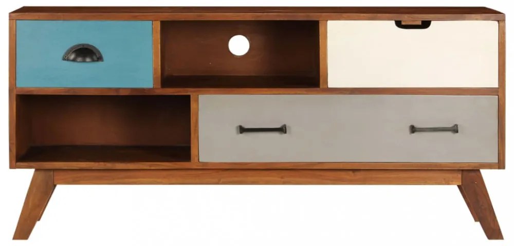 3 fiókos tömör akácfa TV-szekrény 110 x 35 x 50 cm