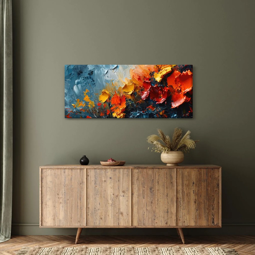 Kép - Virágok absztrakt festménye III. (120x50 cm)