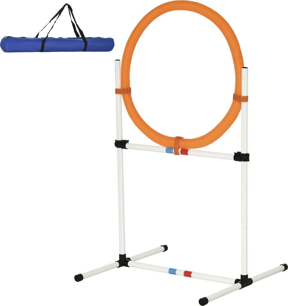 PawHut Kutyaképző Készlet Springer Gyűrű Háziállatok Agilitás Képzéshez Hordozható PE Fehér + Narancs 74,5 x 66 x 91 cm | Aosom