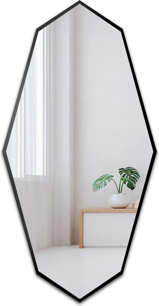 Riolit organikus tükör fekete Mdf keretben 65x130