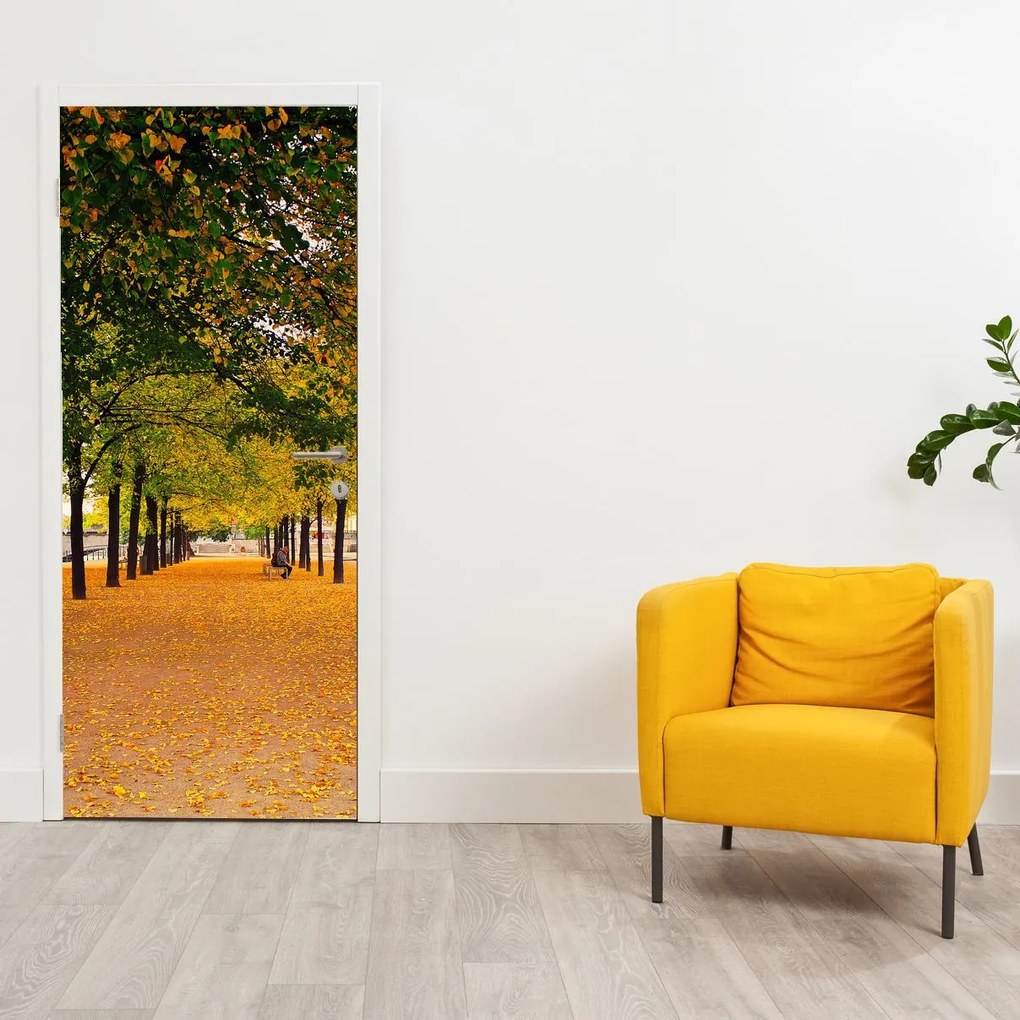 Fotótapéta ajtóra - őszi fák sikátora (95x205cm)