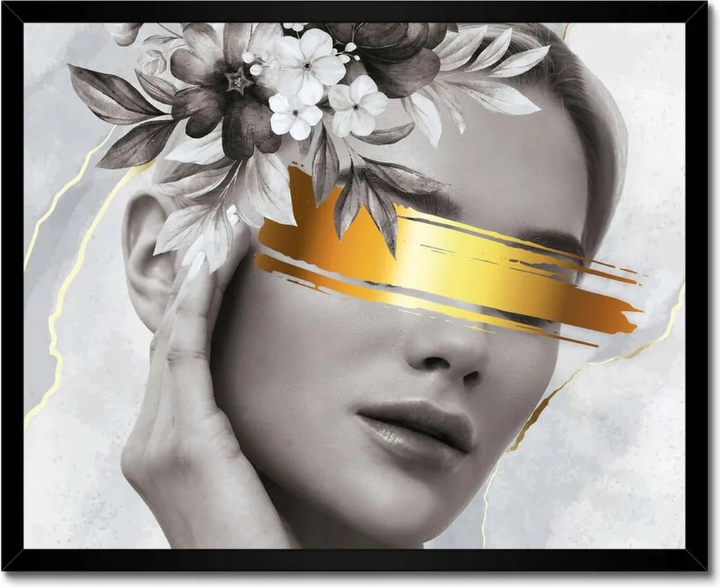 Poszter fekete keretben 50x40 Női portré arany karszalag