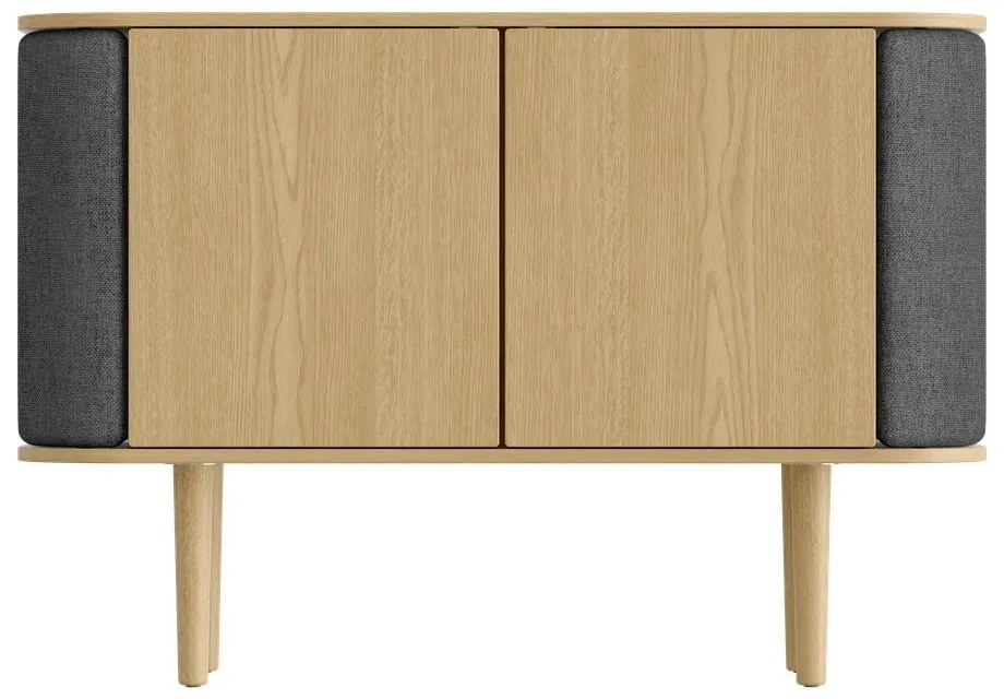 Antracitszürke-natúr színű alacsony komód tölgyfa dekorral 109x75 cm Treasures – UMAGE