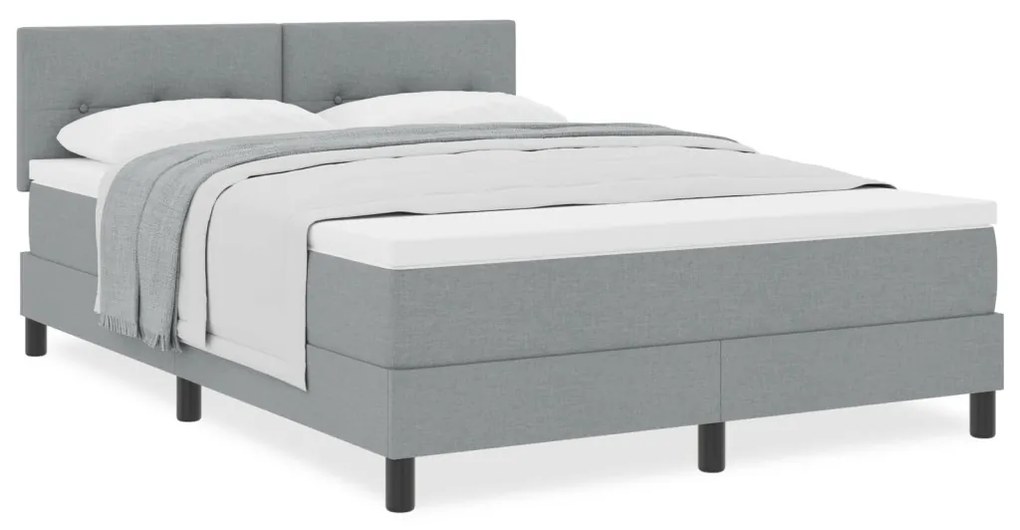 vidaXL Boxspring Ágy Matraccal Világosszürke 140x200 cm Szövet