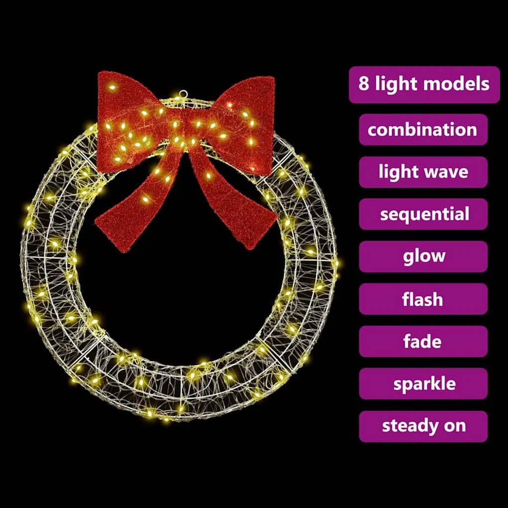 Koszorú 80 LED-del Meleg fehér 90 cm Akril