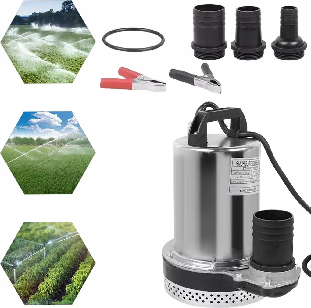 Vízpumpa 12V 220W DC Erős Motor Kertbe, Kerti Tavakhoz