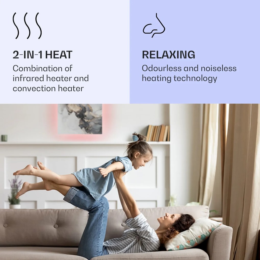 Klarstein Mojave 500 smart, infravörös hősugárzó 2 az 1-ben, konvektor, 60 x 60 cm, 500 W, RGB világítás