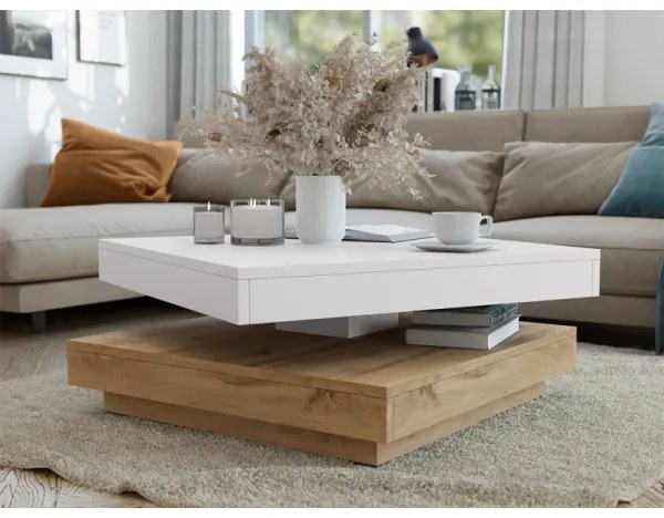 Kávésasztal NENANI 34x70 cm fehér/tölgy wotan