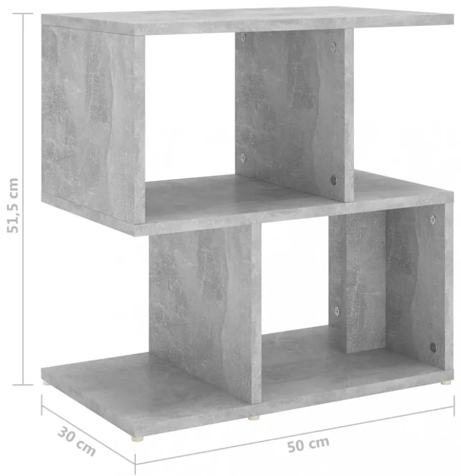 2 db betonszürke szerelt fa éjjeliszekrény 50 x 30 x 51,5 cm