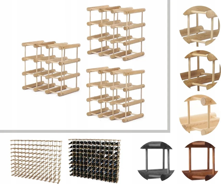 Bortartó állvány tölgy bortartó állvány Moduláris alkoholtartó állvány 27+6cipő Tölgy