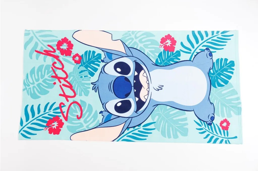 Disney Lilo és Stitch, A csillagkutya Happy fürdőlepedő, strand törölköző 70x140cm (Fast Dry)