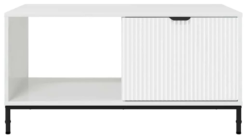 Dohányzóasztal Magasfényű fehér 90 x 49 x 46 cm Faanyag