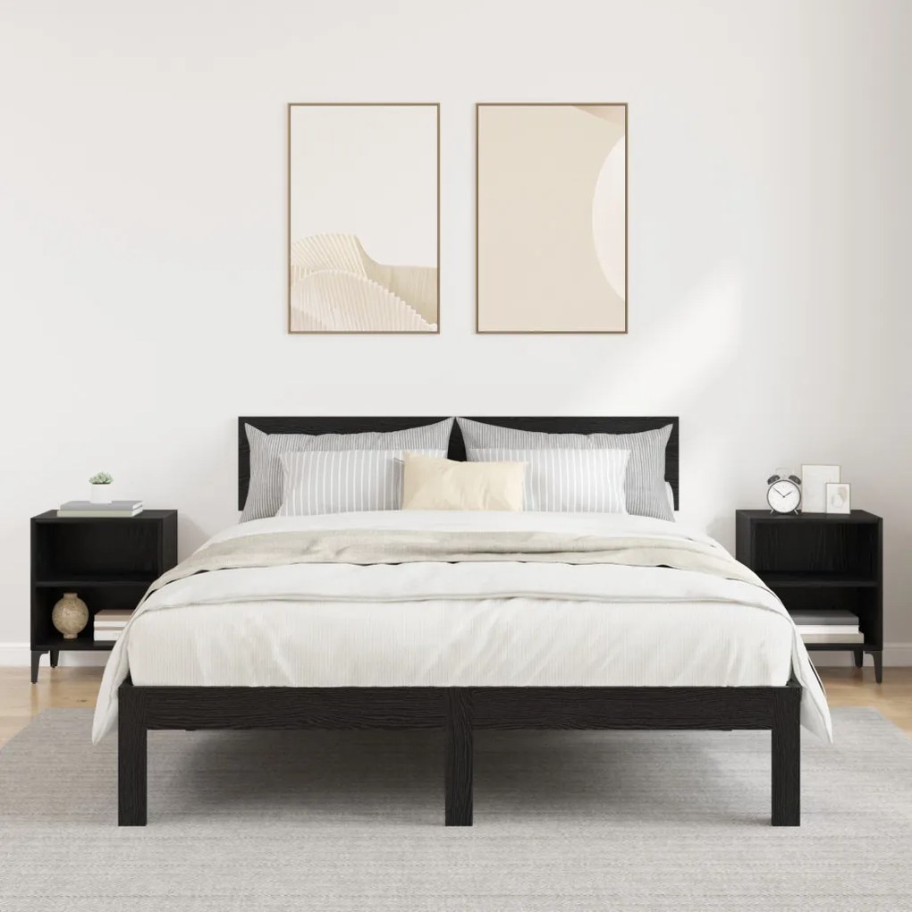 Éjjeli Szekrények 2 db Fekete Tölgy 40x30x50 cm Mérnöki Fa