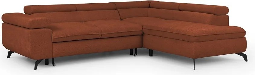 Terrakotta színű zsenília sarokkanapé (jobb oldali-L alakú) Marbeya – Ropez