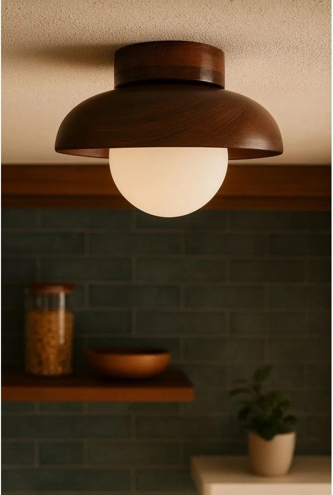 Barna mennyezeti lámpa üveg búrával ø 24 cm Elsa – Opviq lights