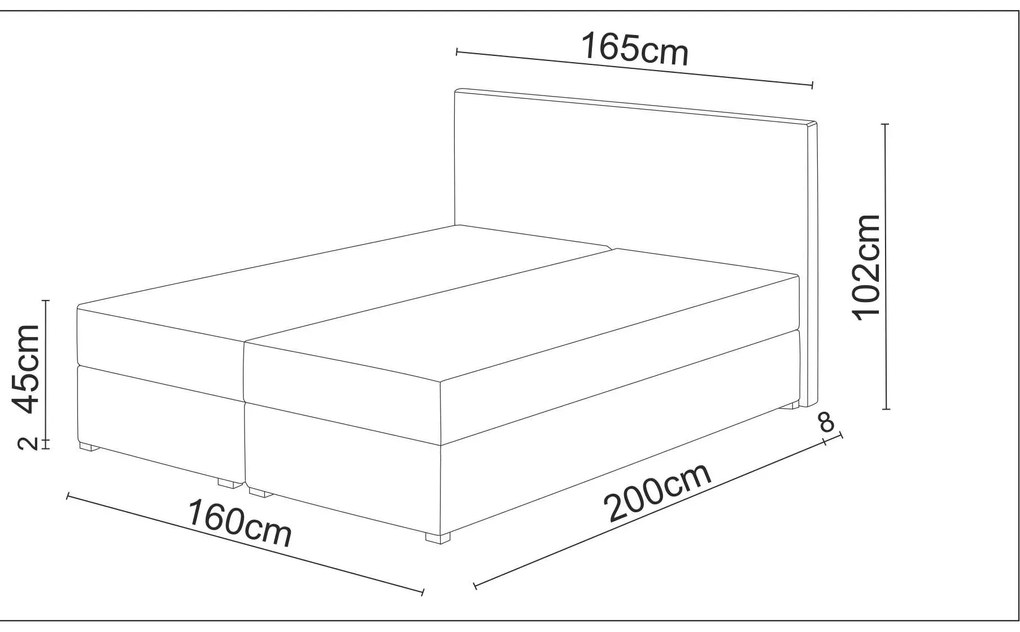 Franciaágy  Boxspring 160 cm Fade 3 (szürke) (matraccal és tárolóhellyel). 1046510