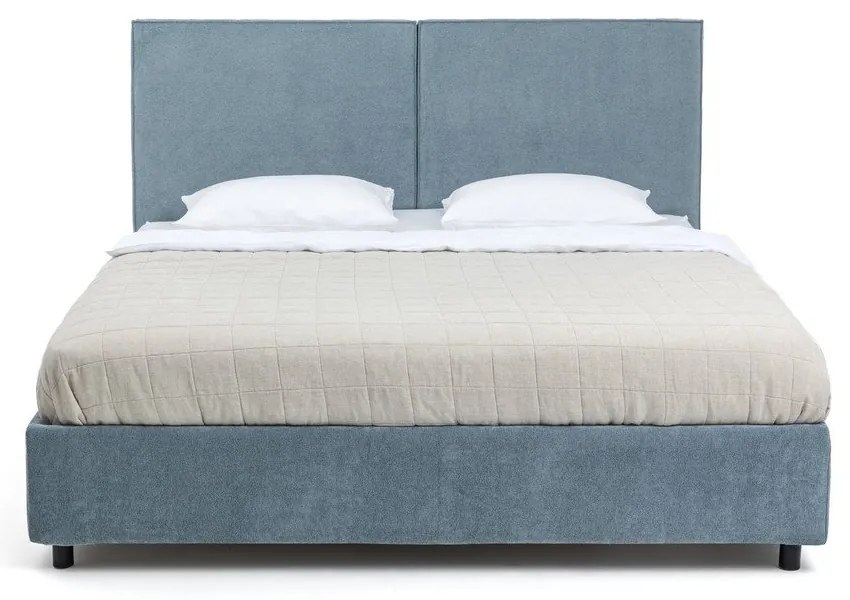 Kék kárpitozott ágyneműtartós franciaágy matraccal, ágyráccsal 180x200 cm Myra Bold – Bonami Selection