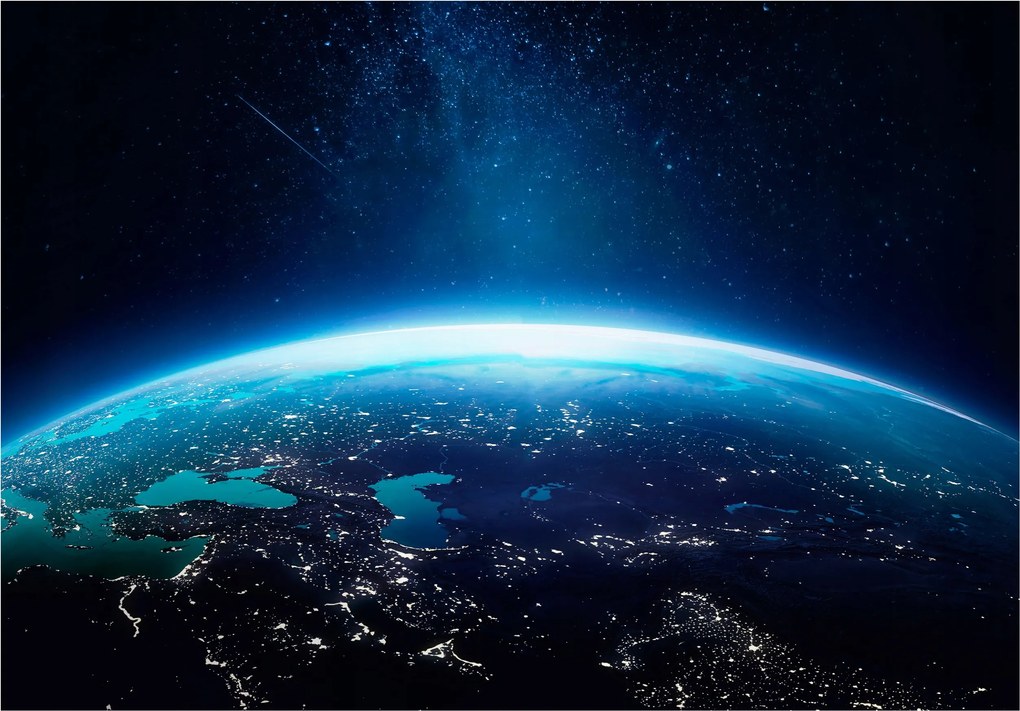 Fotótapéta Föld éjszaka az űrből meteorok fények 368x254 vinil +ragasztó