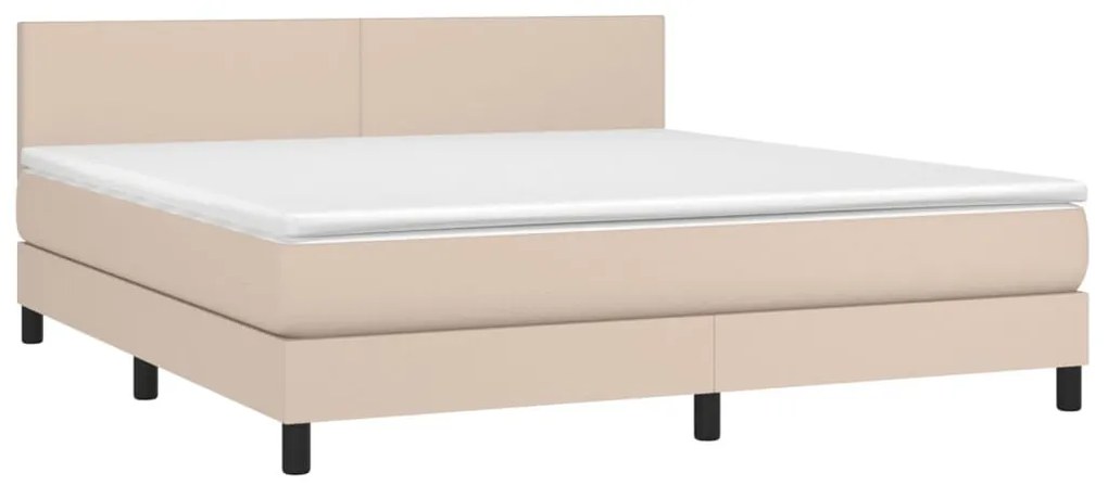cappuccino színű műbőr rugós ágy matraccal és LED-del 160x200cm