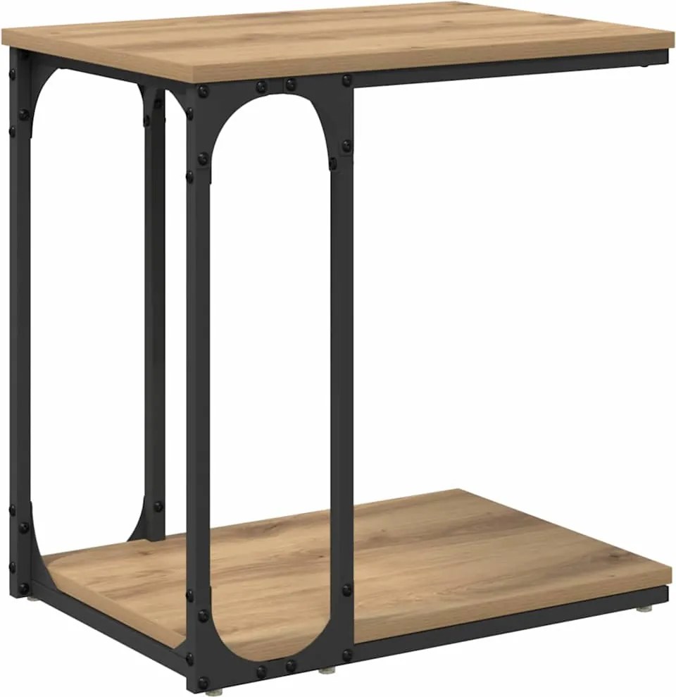 vidaXL Oldal asztal polcokkal Artisan tölgy 50 x 35 x 52 cm Faanyag