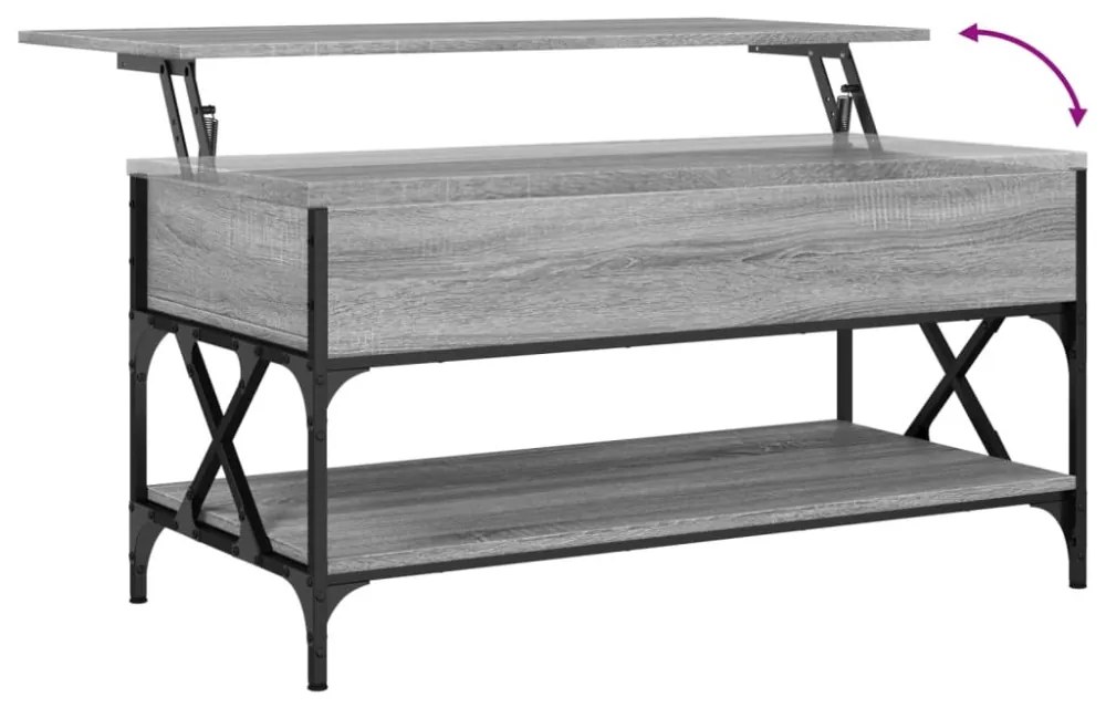 szürke sonoma szerelt fa és fém dohányzóasztal 100 x 50 x 50 cm