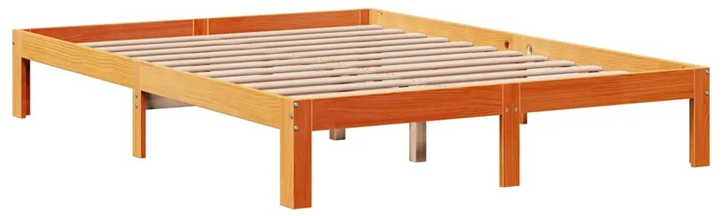 viaszbarna tömör fenyőfa ágykeret fiókokkal 120 x 200 cm