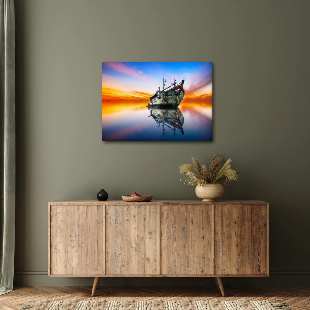 Kép - Napkelte egy hajóroncs felett (70x50 cm)